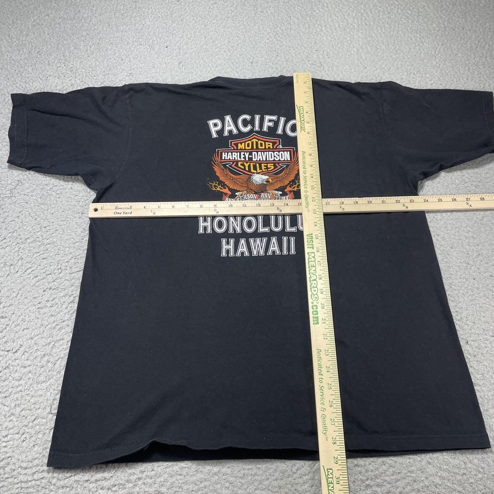 Vintage Harley-Davidson Shirt Mens XL Black Eagle Pacific Honolulu Hawaii Tee - Picture 8 of 11